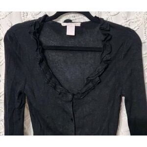 Rebecca Taylor Sweater Womens S Silk Cashmere Ruffle V Neck Romantic Whimsigoth‎
